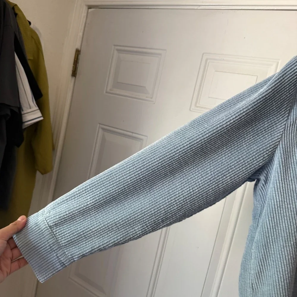 MY MUM MADE IT dusty blue corduroy snap button up oversized shirt jacket shacket